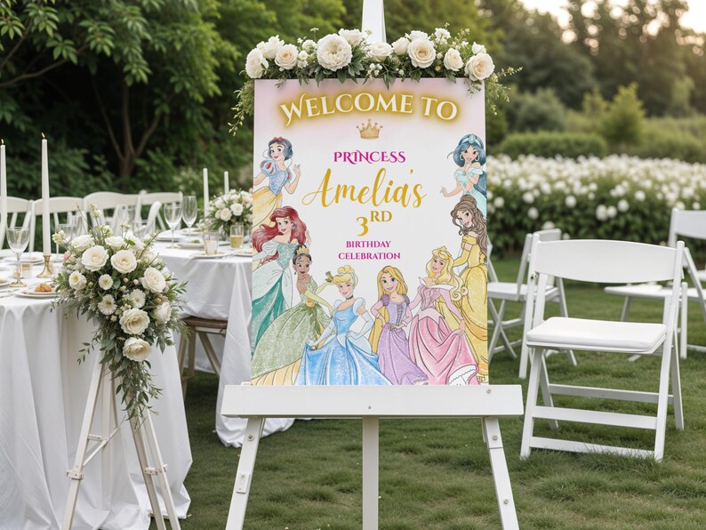 Welcome Princesses Princess Birthday Welcome Sign Poster | Party Banner - Etsy