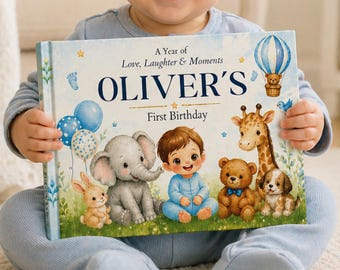 Personalized First Birthday Baby Keepsake Book | Animals and counting learning book