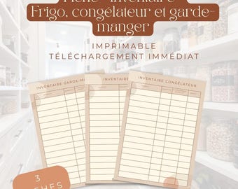 Hoja de inventario para refrigerador, congelador y despensa – Organización de la cocina – PDF imprimible – Organización del hogar