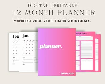 2026 Digital Planner | All-In-One Goal Setting Planner | Printable & iPad Planner | Productivity Planner | Customizable Monthly goal setting
