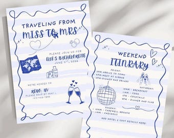 Bachelorette Party Invitation I Traveling from Miss to Mrs! Perfect for destination or non destination weekends! Bachelorette Party Invite