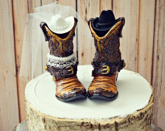 Western-bride and groom-wedding-cake topper-cowboy cowgirl-boots-hat-country western wedding-bachelorette-rustic-southern-cowboy boots-sign