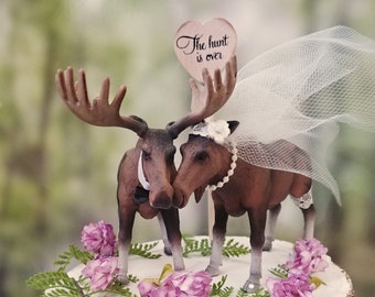 Moose wedding cake topper-Alaskan Moose-Moose cake topper-Rustic Cake topper-Hunting cake topper