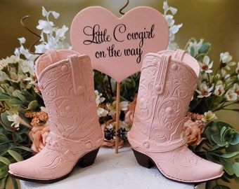 cowgirl boots birthday party bridal shower girl's cake topper western cowgirl themed pink boot topper sheriff Callie small boots baby shower