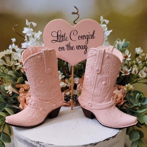 cowgirl boots birthday party bridal shower girl's cake topper western cowgirl themed pink boot topper sheriff Callie small boots baby shower