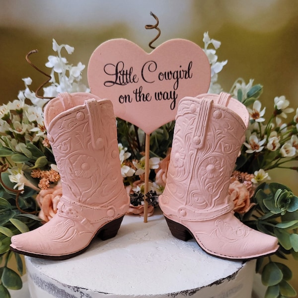 cowgirl boots birthday party bridal shower girl's cake topper western cowgirl themed pink boot topper sheriff Callie small boots baby shower