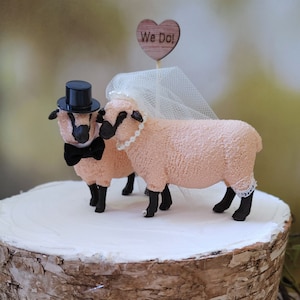 Sheep-lamb barn wedding woodland cake topper-farm-animal-folk-western-country-bride groom livestock farm barn wedding zoo country love