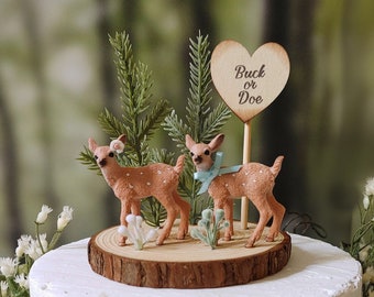 Hunting theme gender reveal buck doe fawn family baby shower cake topper birthday camouflage hunter baby party shower decorations animals