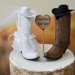 Western Wedding Cake Topper Cowboy Cowgirl Boots Bride And Etsy