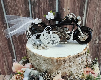 Motorcycle wedding cake topper Harley rider motorcycle theme wedding decorations bride and groom riding motorcle