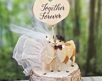 llama wedding cake topper bride and groom animal farm alpaca decoration llama wedding rustic zoo animal cake topper llama lover llama theme