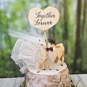 llama wedding cake topper bride and groom animal farm alpaca decoration llama wedding rustic zoo animal cake topper llama lover llama theme