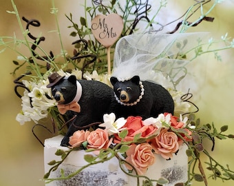 Black bear-wedding cake topper-brown bear-grizzly bear-bear lover-bear wedding topper-rustic wedding-rustic