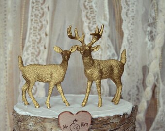 Deer-buck and doe-wedding cake topper-fall wedding-rustic wedding-deer lover-deer hunter-hunting groom-deer wedding-western wedding