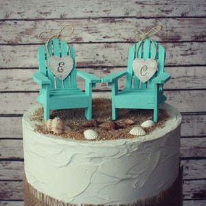 Adirondack beach wedding chairs-Adirondack chairs-wedding cake topper-beach chairs-beach wedding-destination wedding-beach-custom image 1