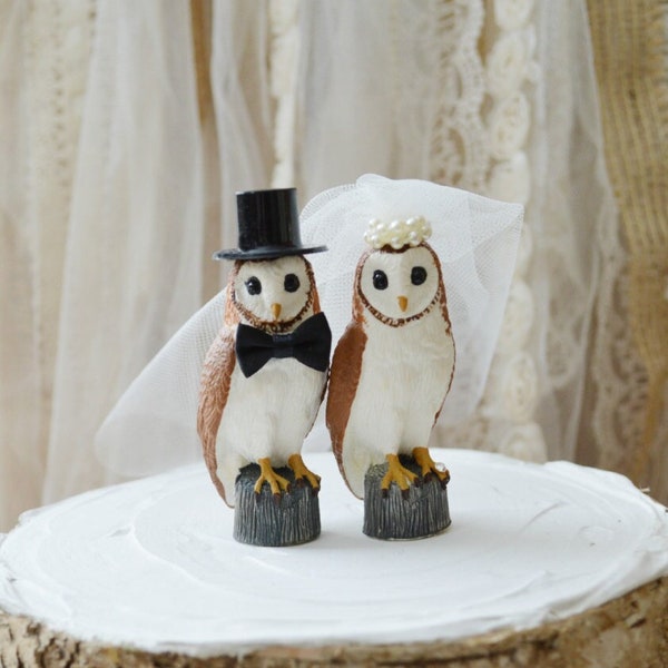 Owls wedding cake topper-snow owl-barn wedding-bride groom nest Barn owls cake topper-Rustic cake topper-Rustic wedding-OWLS-snow owls