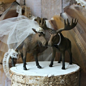 Moose wedding cake topper-Alaskan Moose-Moose cake topper-Rustic Cake topper-Hunting cake topper image 1