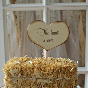 Hunting-wedding-cake topper-sign-wedding sign-hunting themed wedding-the hunt is over-deer hunter-camouflage-shotgun-country-wood sign-groom