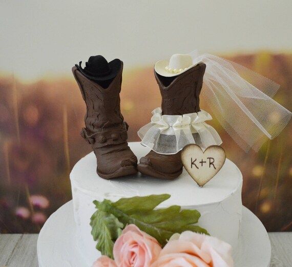 Western Cowboy Boots Wedding Cake Topper-western Themed Ivory - Etsy