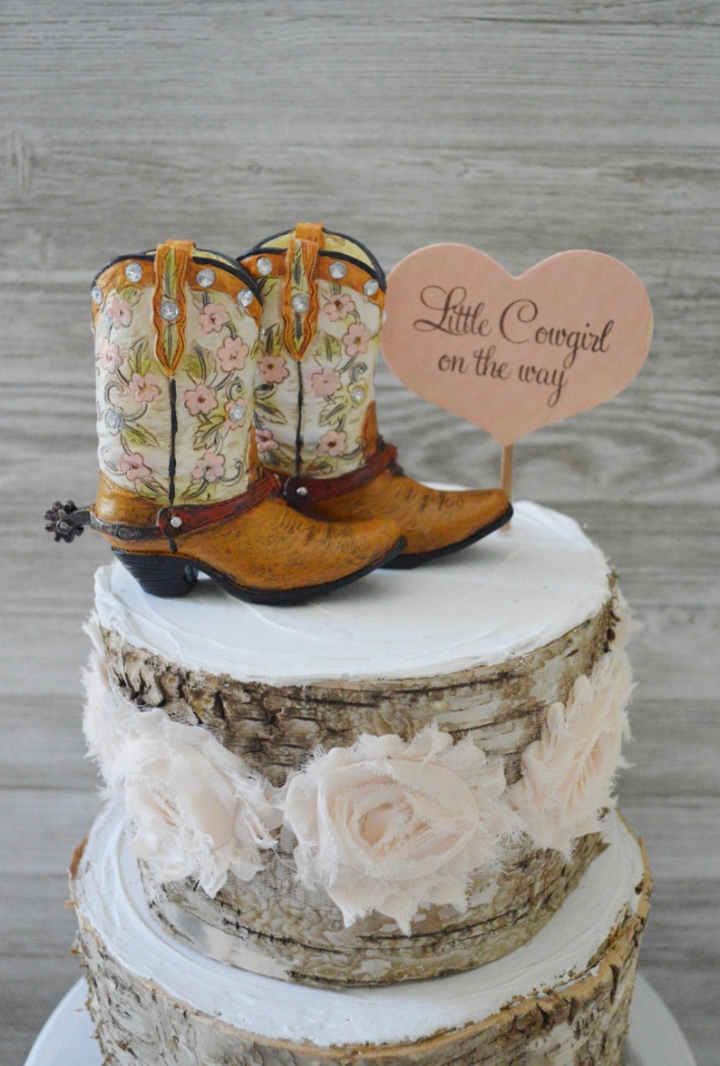 Girls Cowboy Cowgirl Boot Cake Topper Birthday Baby Shower Etsy