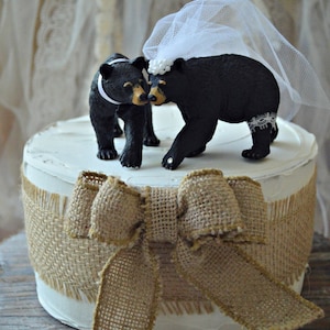 Black bear-wedding cake topper-brown bear-grizzly bear-bear lover-bear wedding topper-rustic wedding-rustic image 4