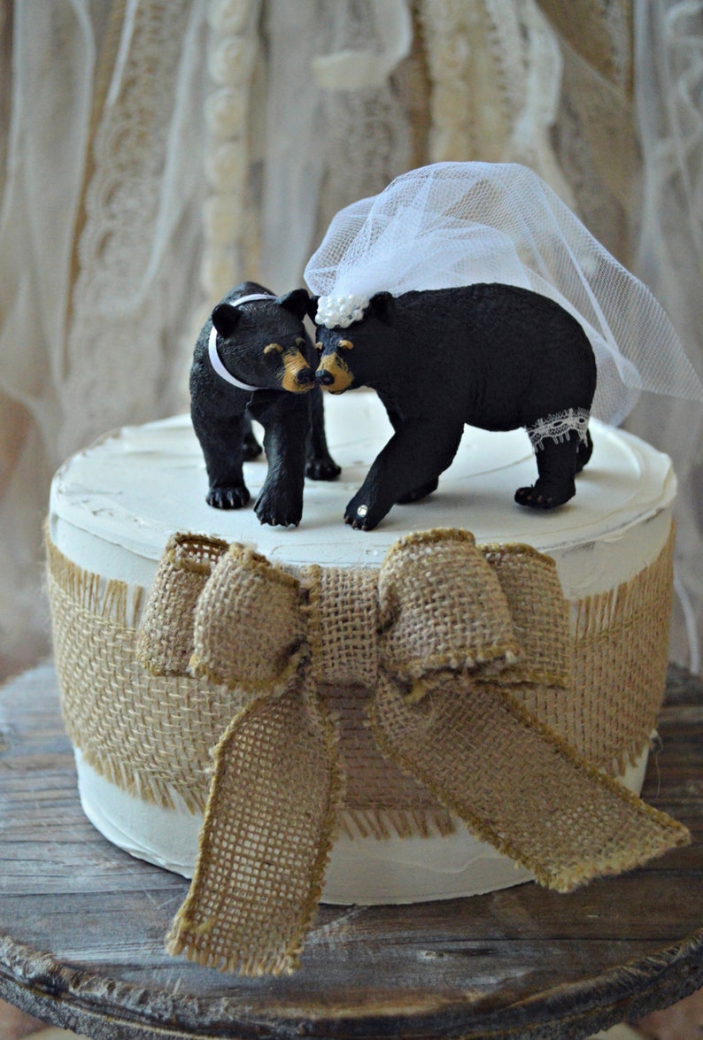Black bear-wedding cake topper-brown bear-grizzly bear-bear lover-bear wedding topper-rustic wedding-rustic image 4