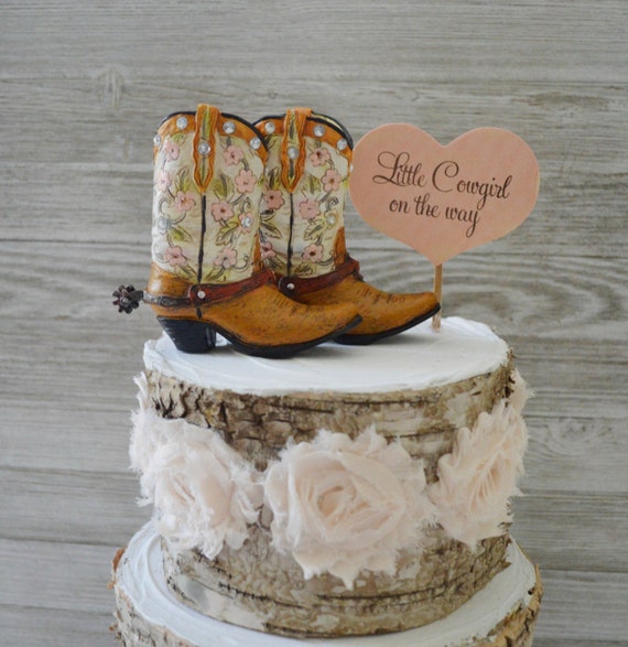 Girls Cowboy Cowgirl Boot Cake Topper Birthday Baby Shower Etsy