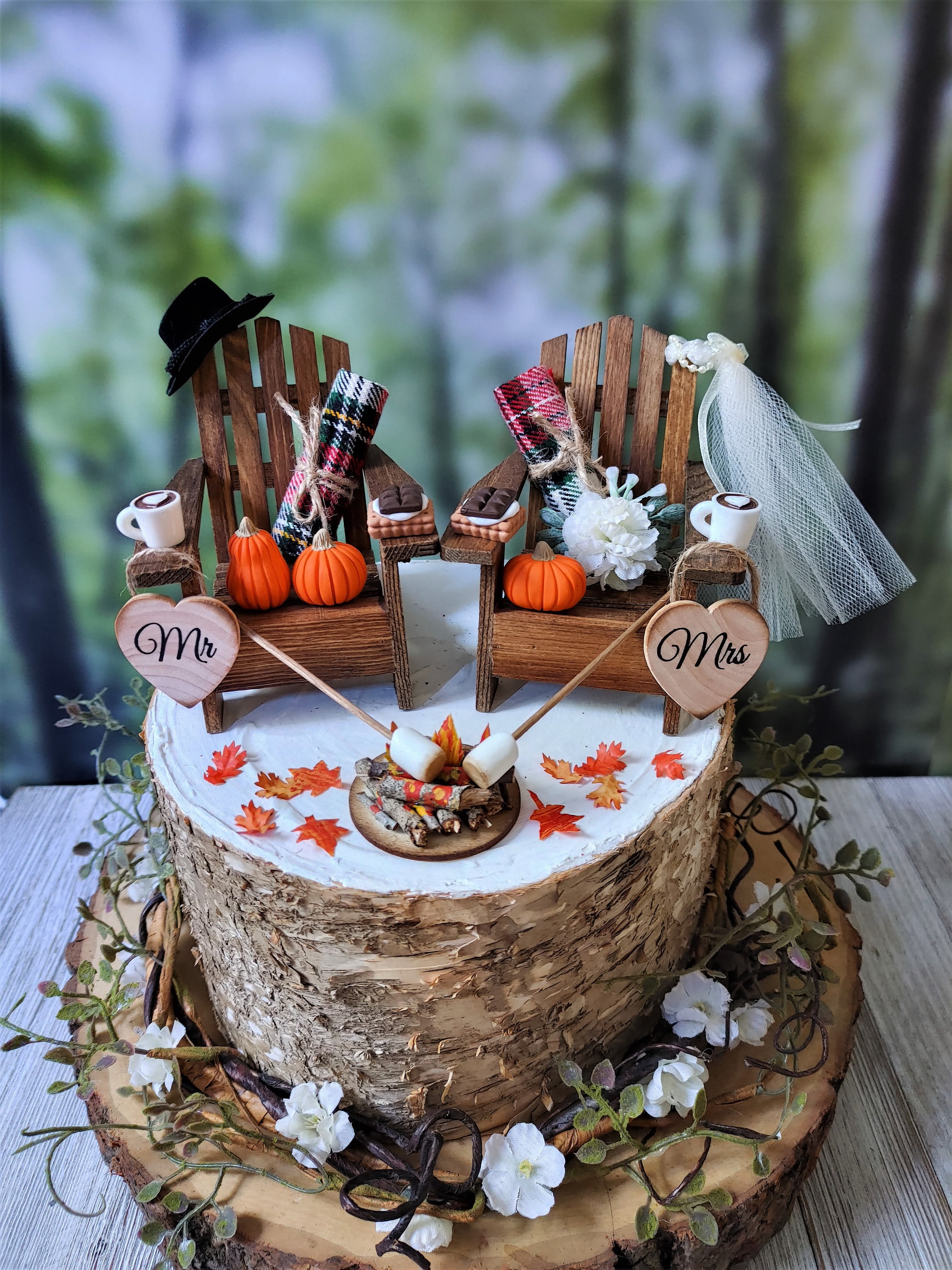 Pumpkin Wedding Cake Topper Fall Weddings Miniature Pumpkin Cake Topper Bride and Groom Autumn Thanksgiving Mr and Mrs Sign Barn Wedding Etsy