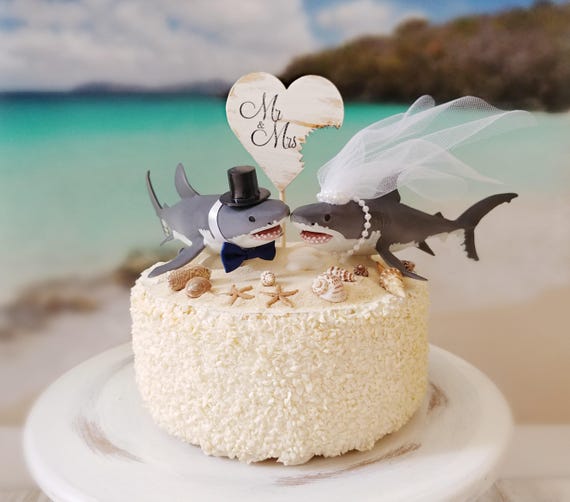 Requin Gateau De Mariage Topper Grande Mariee Amant Blanc Et Marie San Jose Requins Mascotte Plage