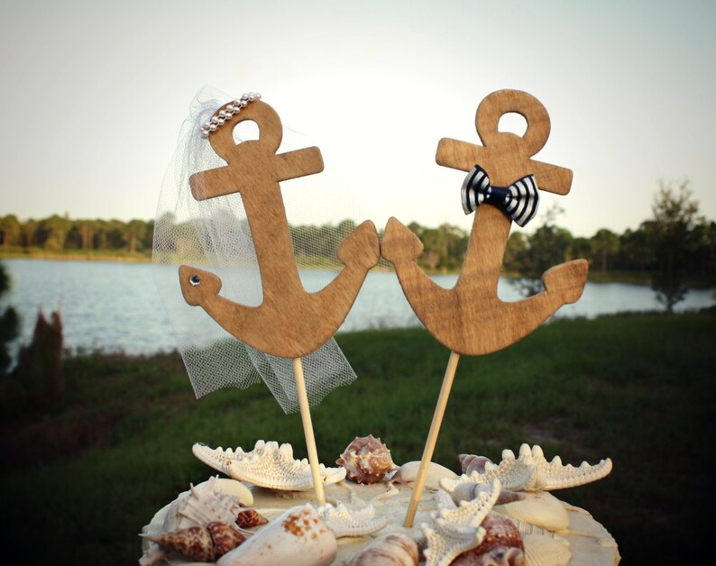 Navy Weddinganchors Away Wedding Cake Topperanchorsboat Etsy