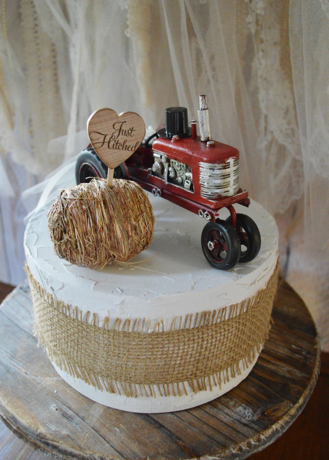 Farm tractor wedding cake topper barn country farmer cow hay Etsy