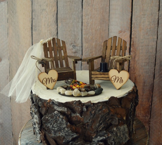 Country Adirondack Chair Wedding Cake Topper Camping Fishing Etsy