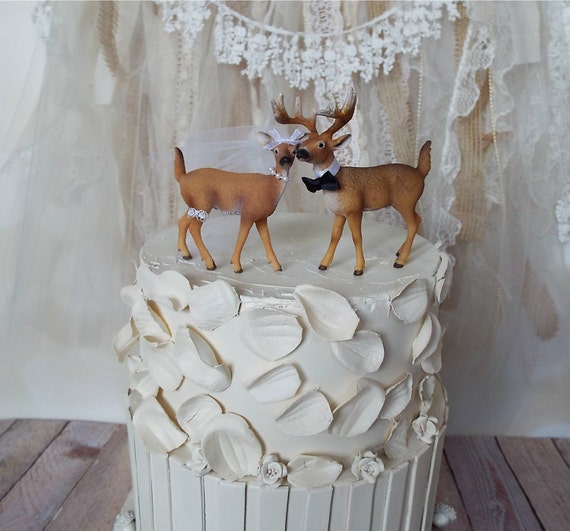 Deer-hunter-bride-groom-wedding-cake  Topper-camouflage-country-rustic-woodland-buck-doe-deer  Lover-hunting-fishing-woods-deer Wedding-mr Mrs -  Israel