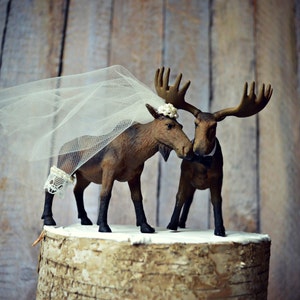 Moose wedding cake topper-Alaskan Moose-Moose cake topper-Rustic Cake topper-Hunting cake topper image 3