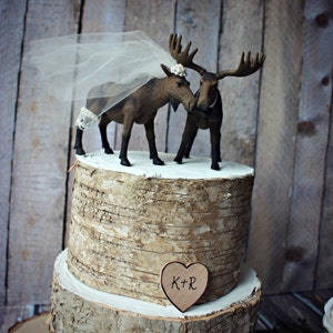 Moose wedding cake topper-Alaskan Moose-Moose cake topper-Rustic Cake topper-Hunting cake topper image 4
