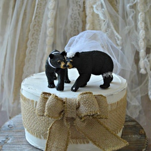 Black bear-wedding cake topper-brown bear-grizzly bear-bear lover-bear wedding topper-rustic wedding-rustic image 5