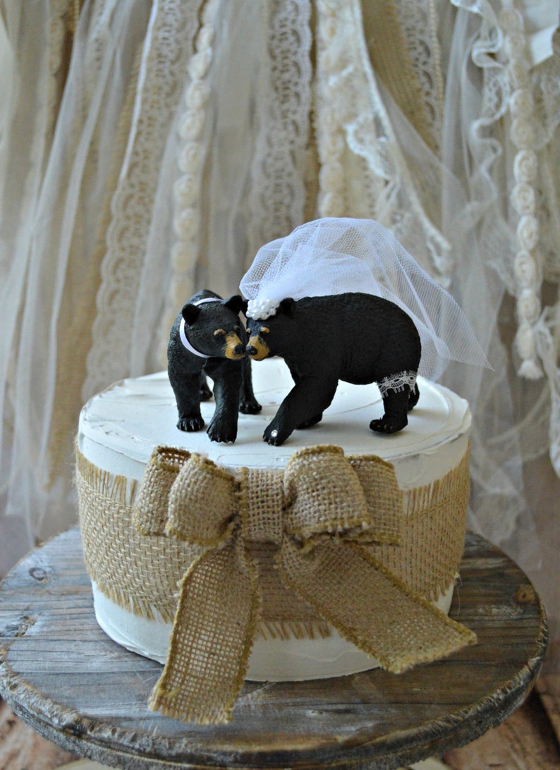 Black bear-wedding cake topper-brown bear-grizzly bear-bear lover-bear wedding topper-rustic wedding-rustic image 5