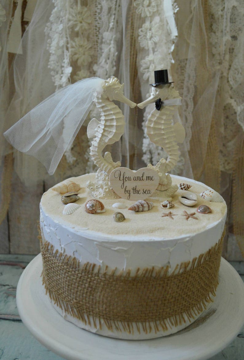 Seahorse Bride And Groom Wedding Cake Topper Beach Weddings Etsy