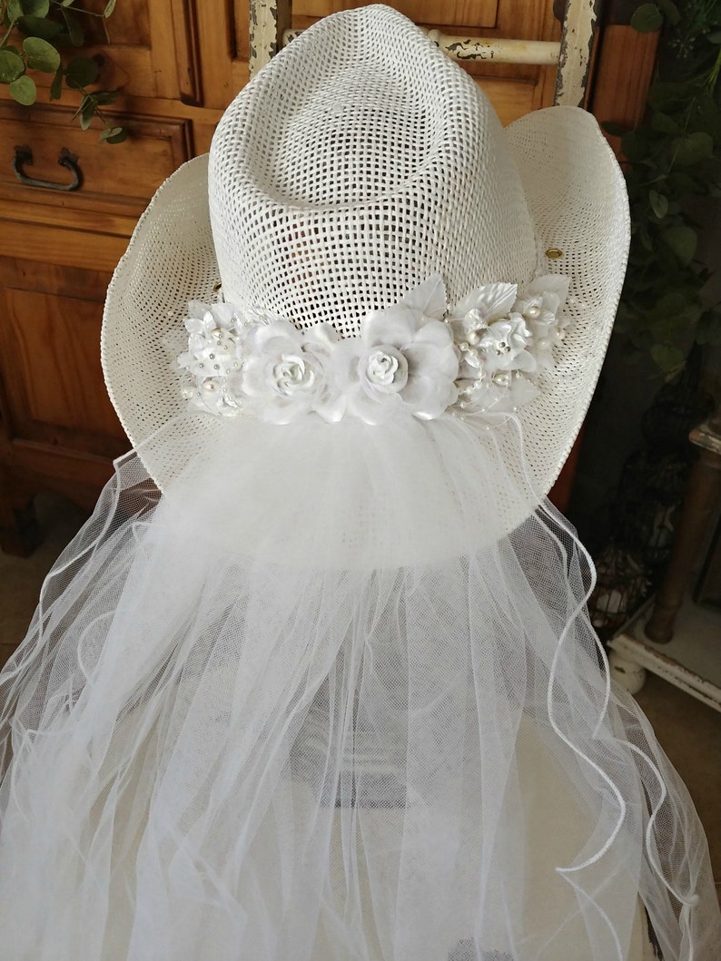 Cowgirl Hatbridal Cowgirl Ceremony Hatwestern Weddingrustic Etsy