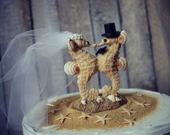Sea Horse-wedding-cake topper-bride-groom-seahorse  lover-kissing-beach-destination-themed-Mr and Mrs-seahorse cake  topper-wedding decor