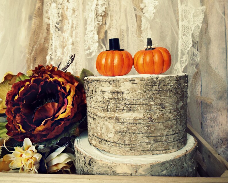 Pumpkin fall wedding cake topper fall themed wedding bride ...