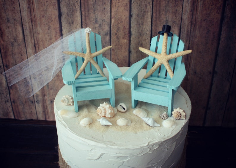 Something Blue Beach Wedding Cake Topper-miniature Adirondack - Etsy