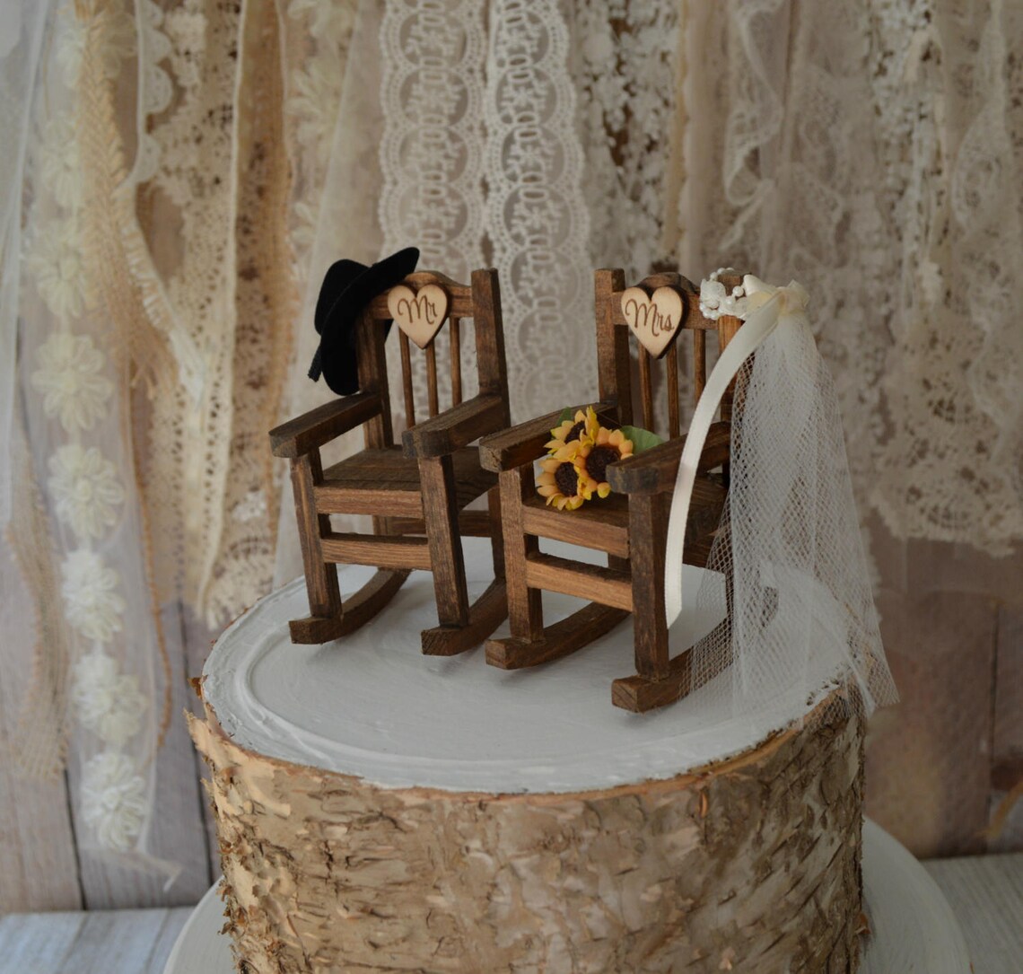 Rocking Chair Wedding Cake Topper Country Weddings Rustic Etsy