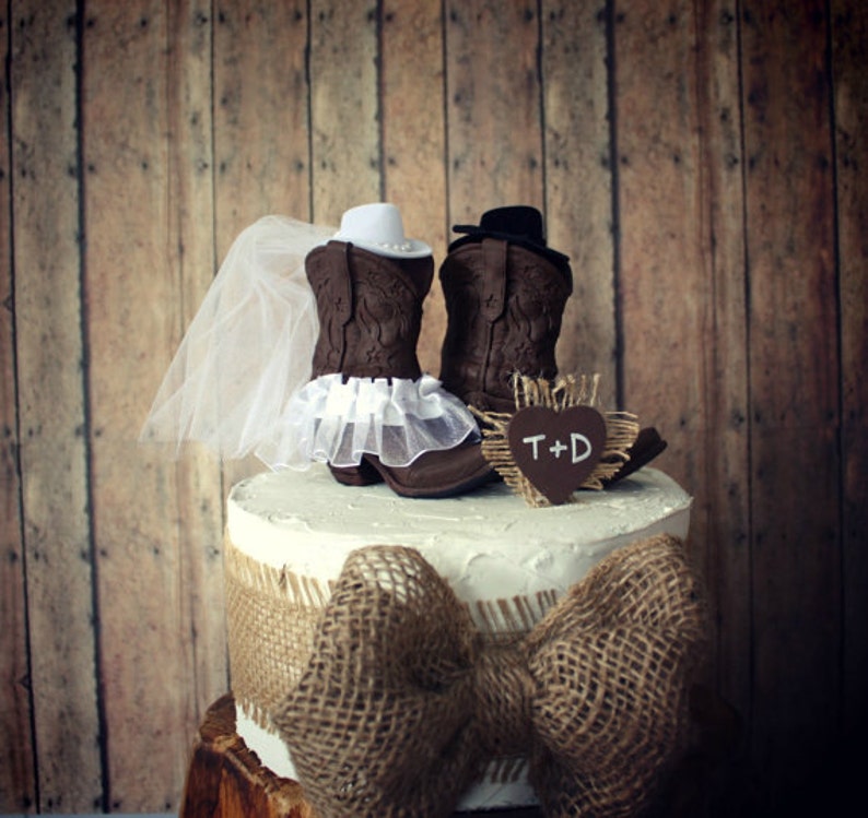Western Cowboy Boots Wedding Cake Topper Western Etsy