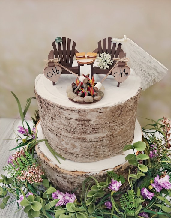 S Mores Themed Wedding Cake Topper For 5 Or 6 Inch Small Etsy