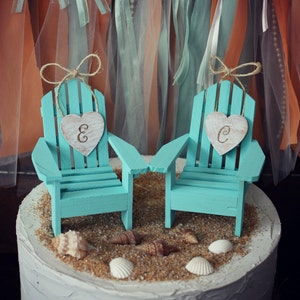 Adirondack beach wedding chairs-Adirondack chairs-wedding cake topper-beach chairs-beach wedding-destination wedding-beach-custom image 2