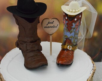 Country Western Wedding Cake Topper cowgirl Boots cowboy Boots