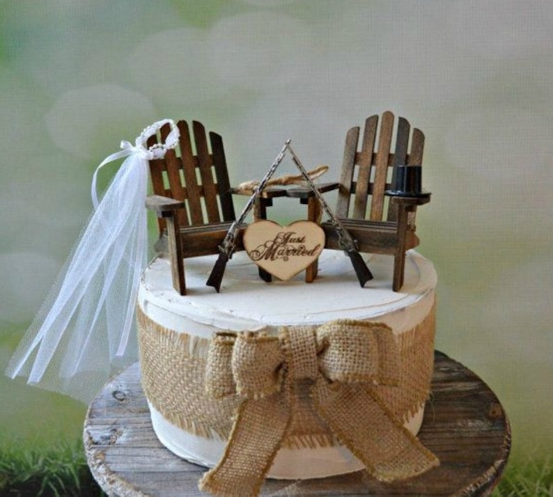 Gun Wedding Chairs Lake Camping Hunting Themed Wedding Cake Etsy