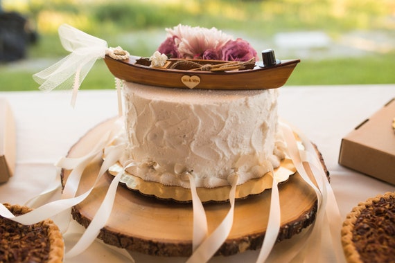 Canoe Boat Wedding Cake Topper Mr Mrs Camping Row Boat Etsy