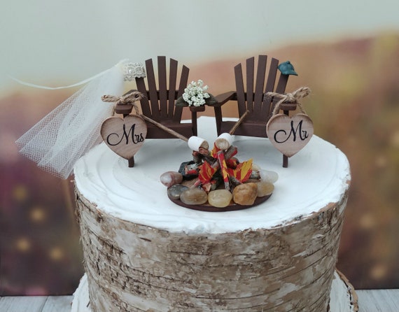 Roasting Marshmallows Small Wedding Cake Topper Hunting Etsy